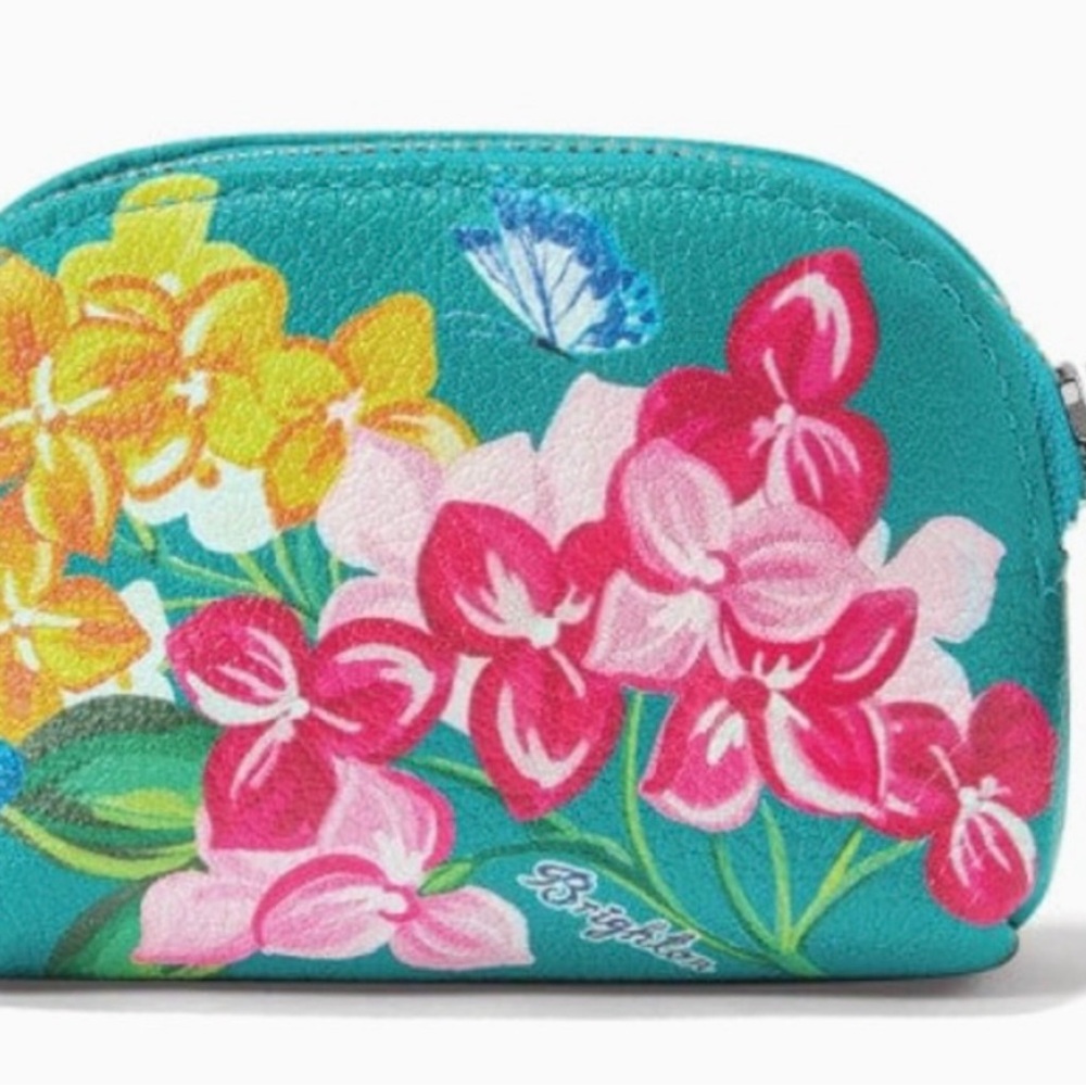 NWT Leather Brighton Hamptons Mini Coin Pouch Floral Butterfly - Picture 5 of 6
